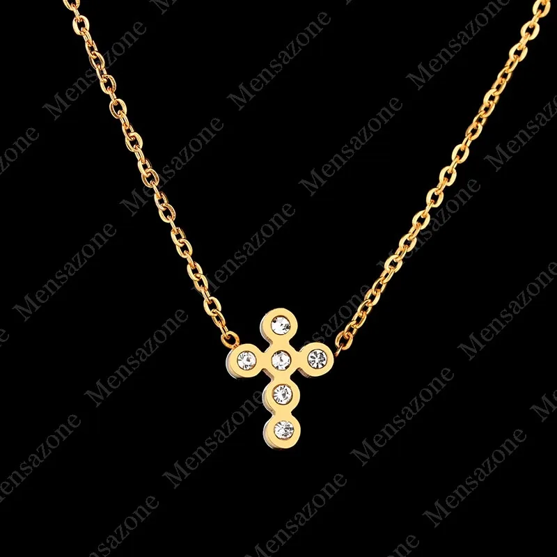 Цепочка с кулоном в виде Креста из нержавеющей стали фианитом|Ожерелья
