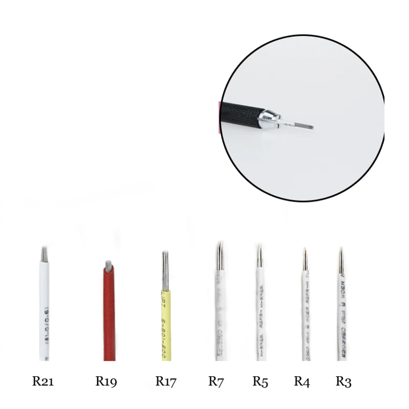 

50pcs Lamina Shading R5 LINER Microblading Tebori Needles Manual Needle for Fog Eyebrow Blade Round Needles for Permanent Makeup