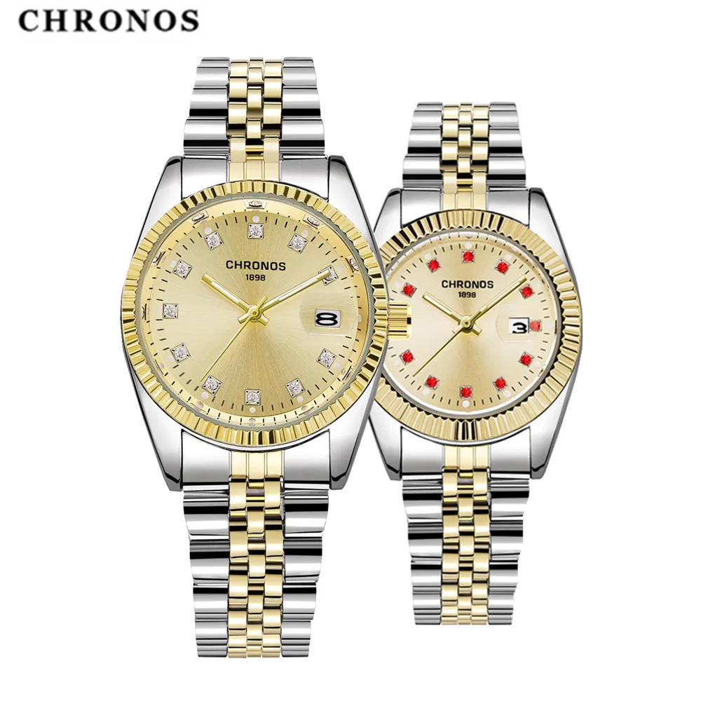 Пара часов мужские часы CHRONOS лучший бренд класса люкс кварцевые часы женские часы женская одежда наручные часы модные повседневные часы для влюбленных
