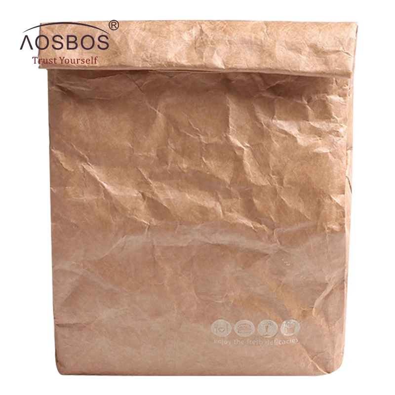 Aosbos новые Kraftpaper сумки для обеда женщин мужчин детей водонепроницаемые
