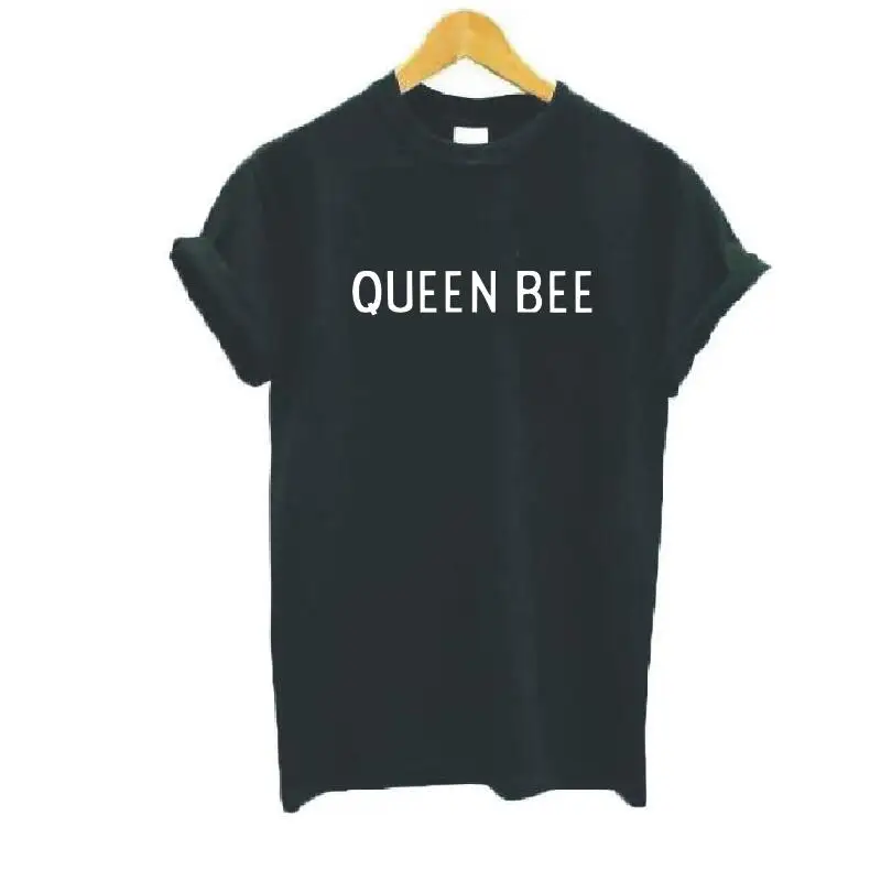 Забавная женская футболка QUEEN BEE белая черная одежда 2019 хлопковые топы с коротким