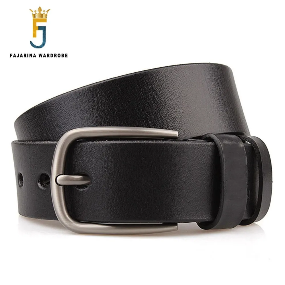 FAJARINA Quality Genuine Leather Pin Buckle Metal Belts Mens 3.8cm Wide for Jeans Men Extend Large 105-165cm Length FBFAJA0161