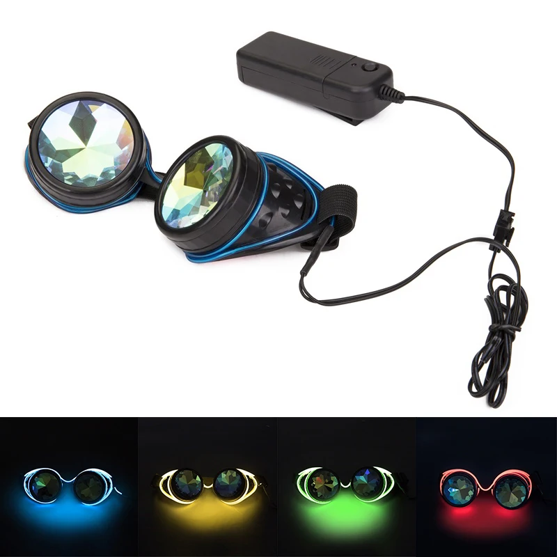Очки стимпанк Калейдоскоп рейва радужные Кристальные линзы EDM фестивальный рейв