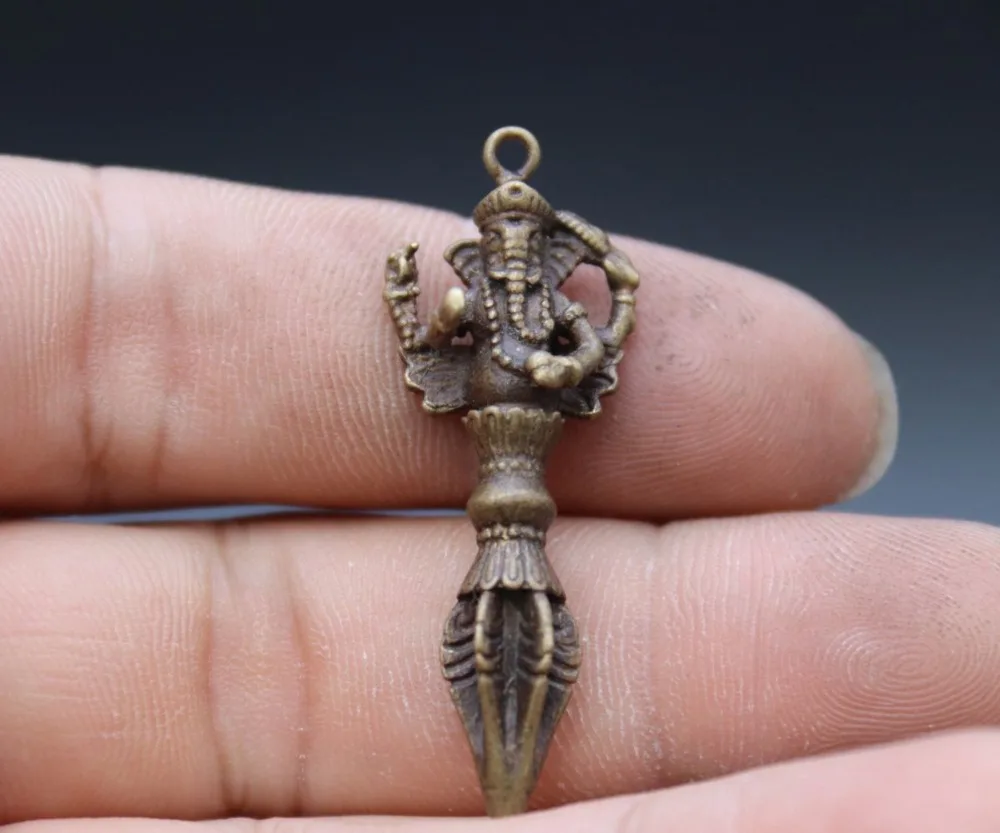 4 5 см индийская чистая бронза медь Слон Ганеш Dorje Vajra вредитель амулет