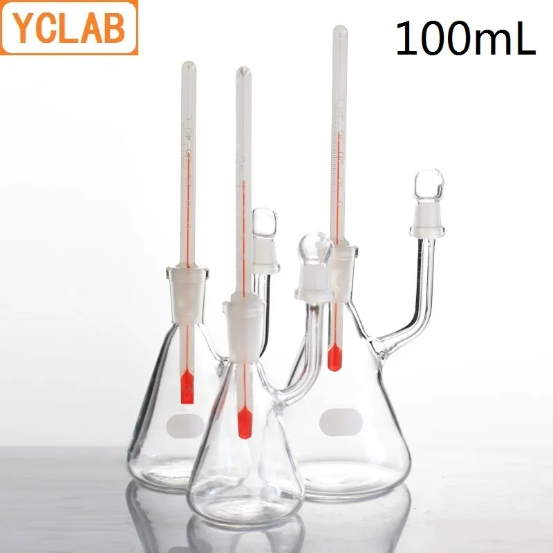 Лабораторный термометр YCLAB 100 мл с красным ртутным термометром|Лабораторная