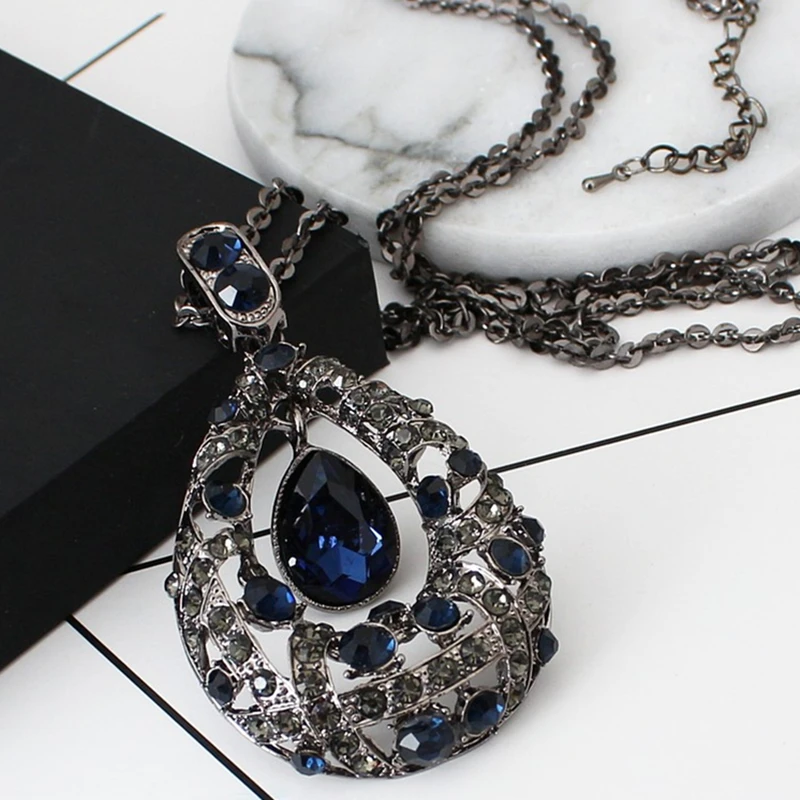 C New Arrival Women Trendy Retro Necklace Solid Color Girl Boho Crystal Pendant Shining Jewelry Accessories Hot Sales Neck Chain | Украшения