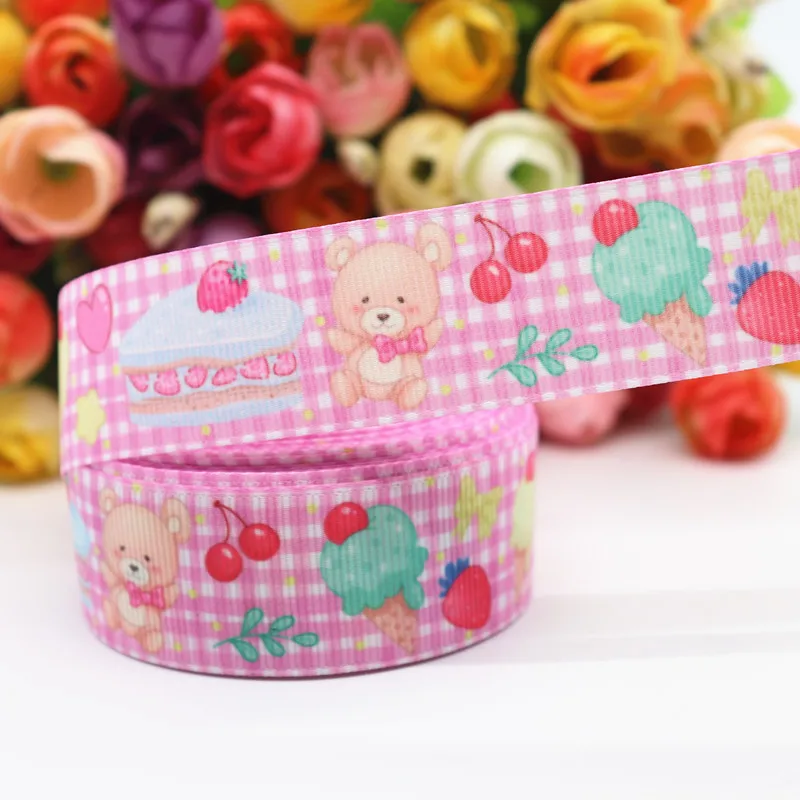10 ярдов Grosgrain лента клубника торт печатная 1 &quot25 мм пробки для бутылок DIY ремесла