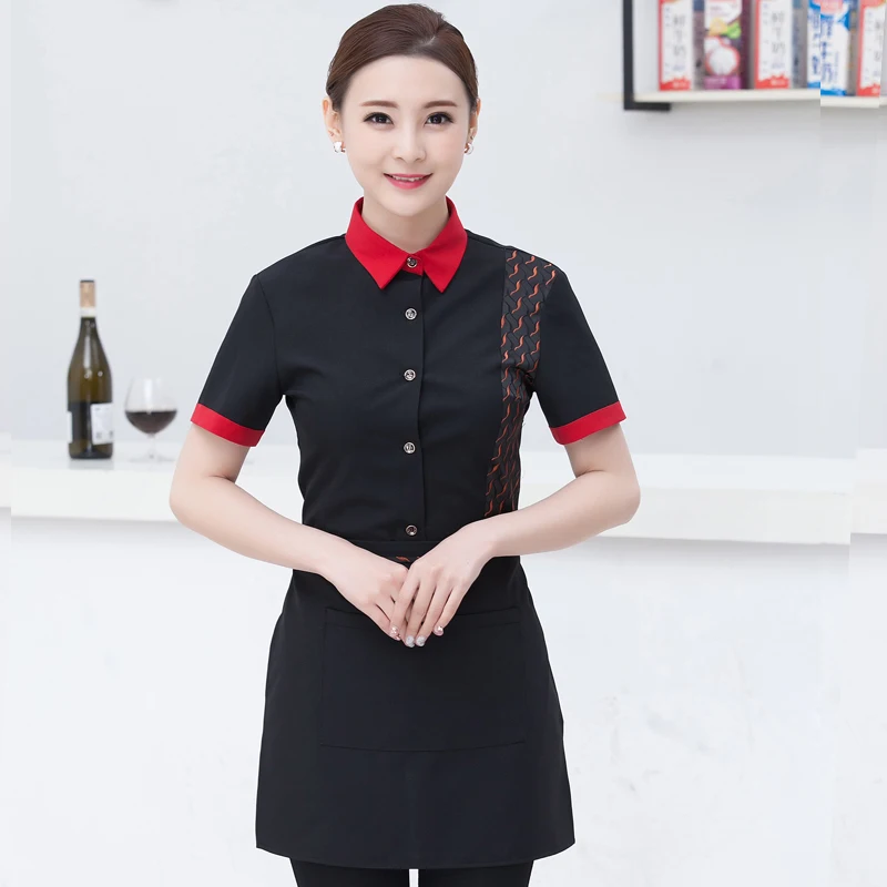 Летняя женская форма с коротким рукавом для официанта в западном стиле|food service