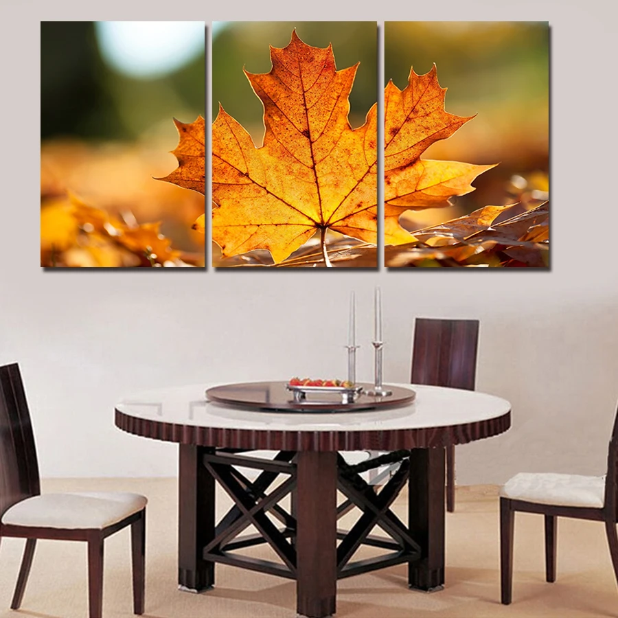 Unframed 3 Шт. Желтый Карнизы И Осенью Современный главная Декор Стены Холст Картина