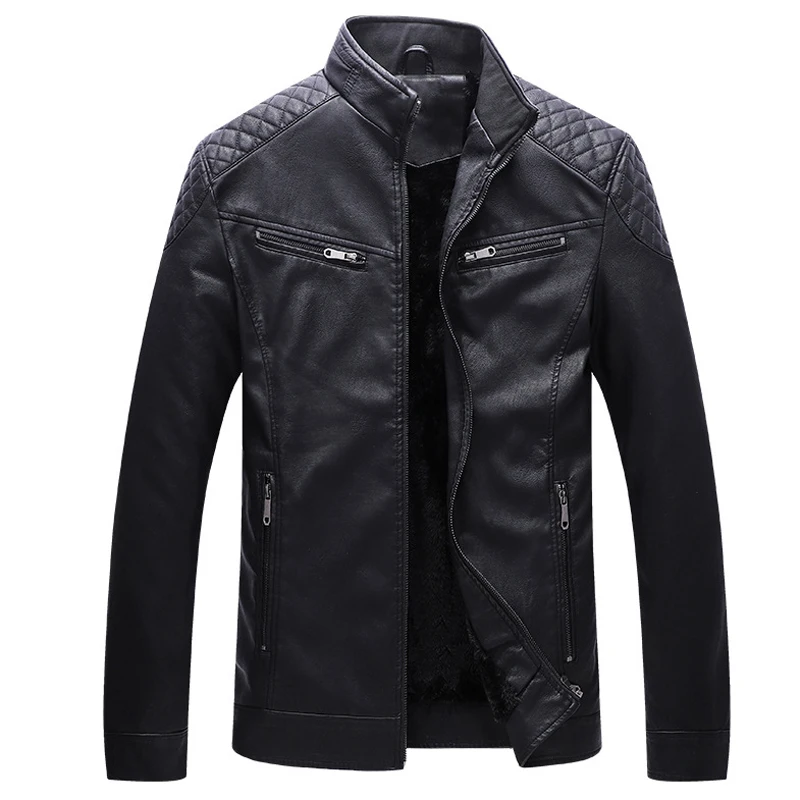 Мужская повседневная куртка из искусственной кожи TANG Повседневная приталенная