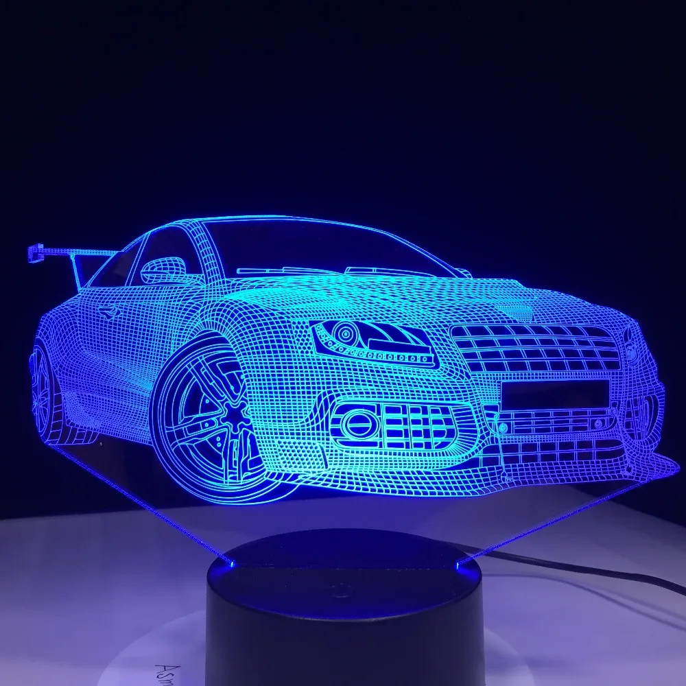 Быстрая светодиодный автомобиля светодиодная лампа USB 3D 7 цветов Сенсорный пульт