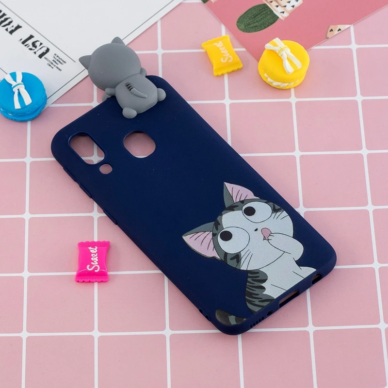 3D игрушки силиконовый чехол для Samsung A40 милый бампер телефона задняя крышка