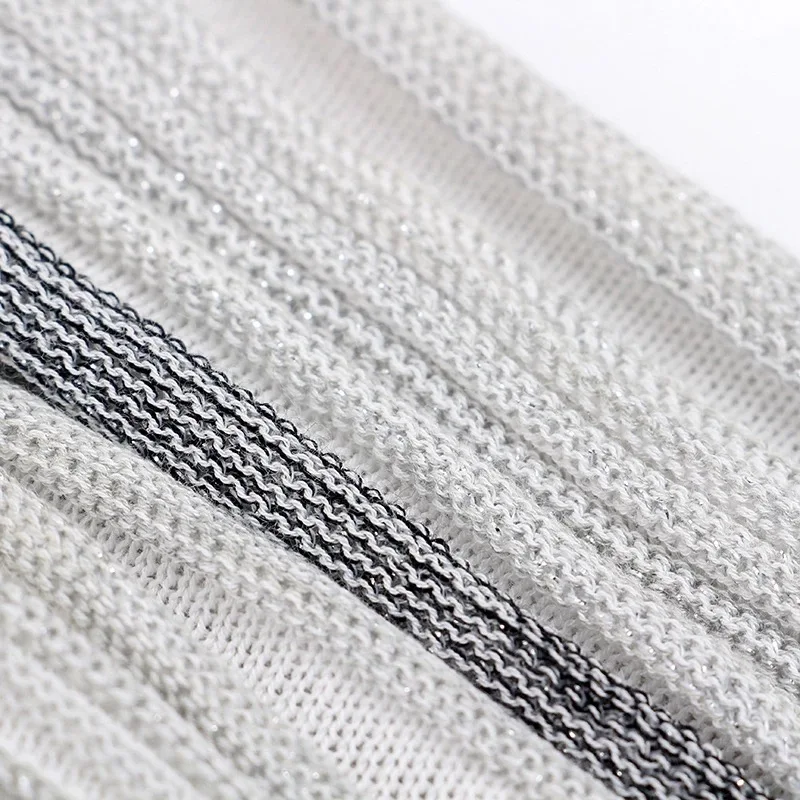 Новые женские Серебристые полоски глубокий v-образным вырезом Длинные рукава