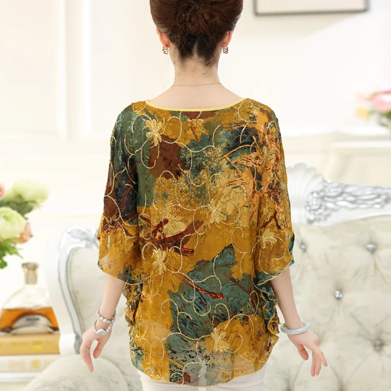 Шелковая блузка женская летняя и весенняя большого размера | Женская одежда