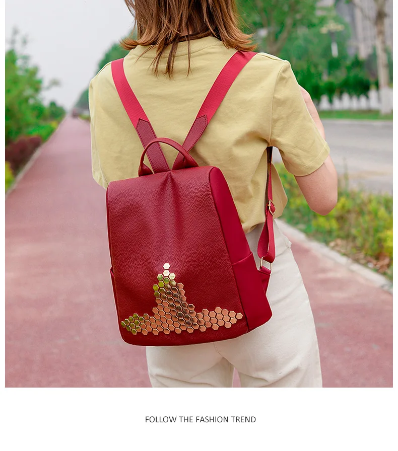 Винтаж Bagpack золото рюкзак с заклепками Для женщин, школьные рюкзаки для девочек-подростков, анти-кражи рюкзак для путешествий Mochila mujer