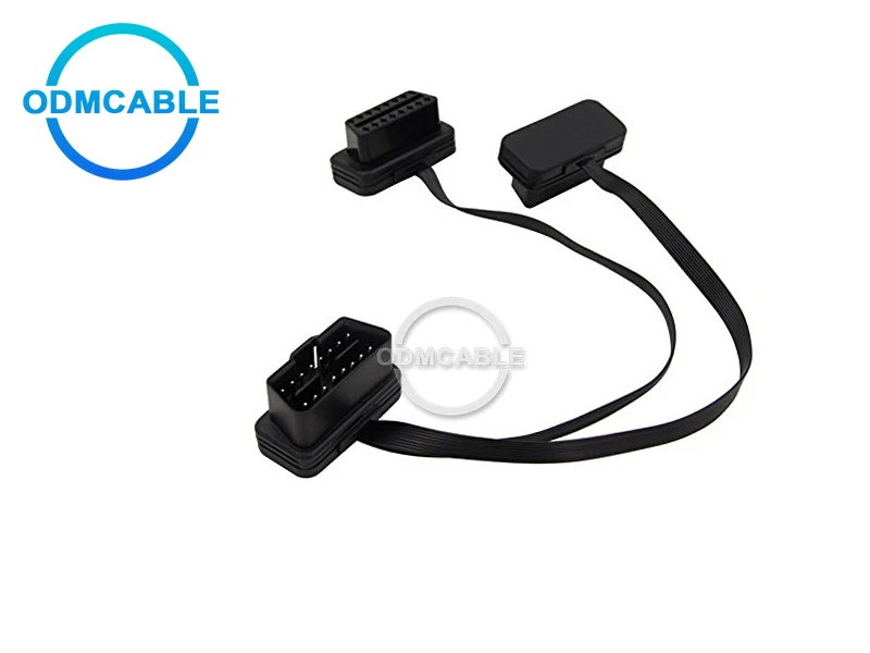 

OBDII OBD 2 OBD2 16pin ELM327 Male To dual Female Y Splitter Elbow Extension Flat+16 pin Thin Noodle Cable
