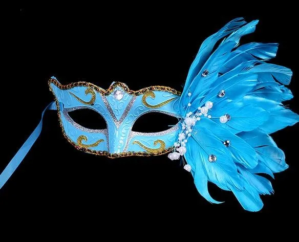 Цветной рисунок перо камень жемчуг маску Леди Хэллоуин Mardi Gras КАРНАВАЛ пасхальное Рождество карнавальный костюм маска груза падения
