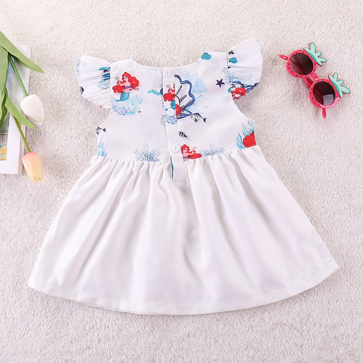 2018 детское праздничное белое платье-пачка с рукавами-крылышками для маленьких