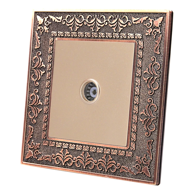Coswall 4D тиснение Ретро панель из цинкового сплава Роскошная настенная ТВ розетка AC