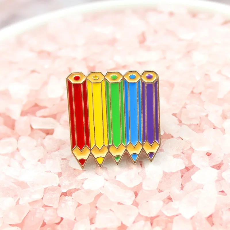 Мультяшные цветные карандаши Эмаль Булавка детство милый значок брошь рубашка