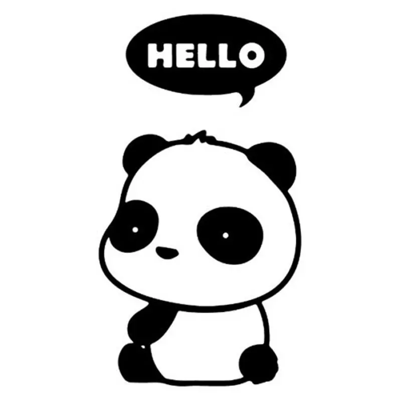 7.3CM*13.2CM Cute Panda Hello Thought Bubble Cartoon Vinyl Car Decals Stickers Styling Accessories Black Sliver C8-0967 | Автомобили и