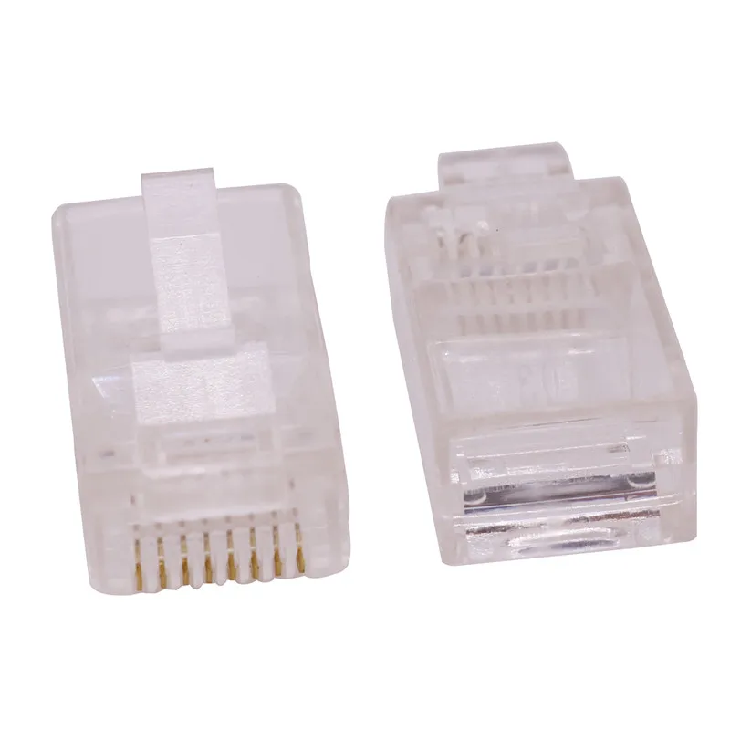 1000 шт. кристальная головка RJ45 восемь ядер 8P8C кабельный терминал прозрачный модульный разъем позолоченный сетевой разъем