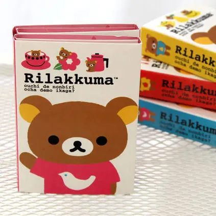Корейские канцелярские принадлежности Rilakkuma 4 складные бумажные Kawaii наклейки мини-блокнот Стикеры для школы стационарные/Офисные принадлежности