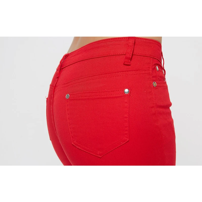 Осенние эластичные Женские джинсы карандаш брюки ярких цветов со средней талией