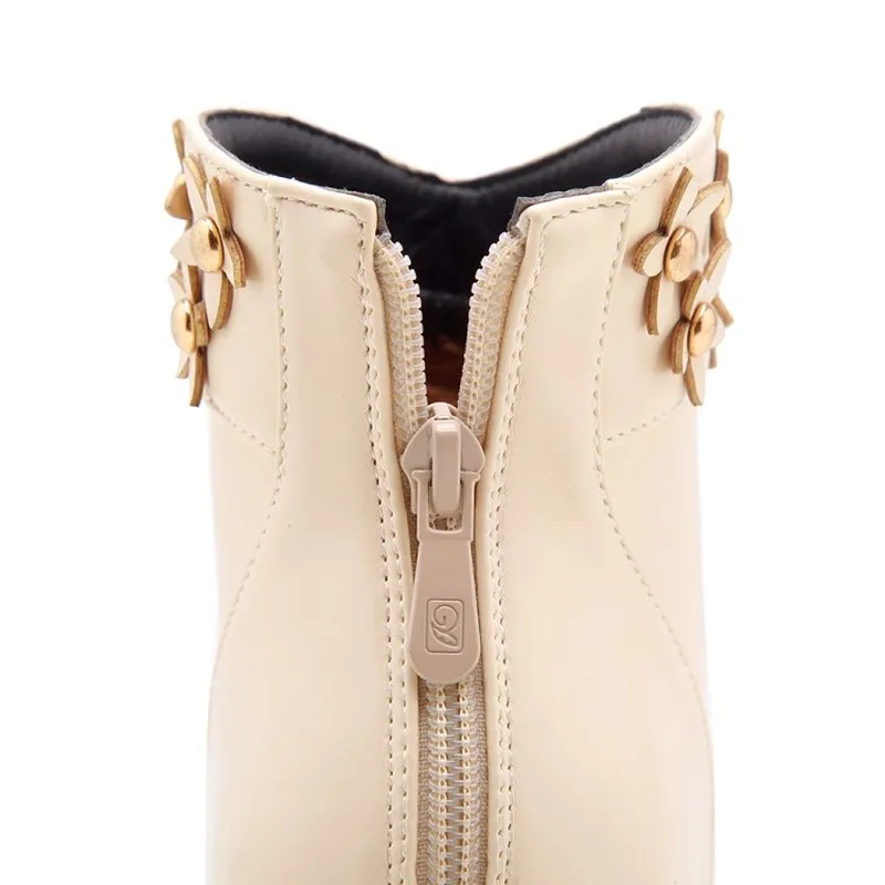 Женские ботинки Сезон осень-зима Теплые Челси из искусственной кожи на высоком