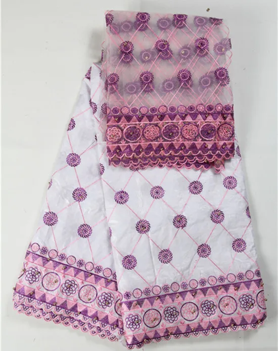 Amazing wedding dress material set African embroidery bazin riche lace fabric matching 2yards of French net NBN22 | Дом и сад