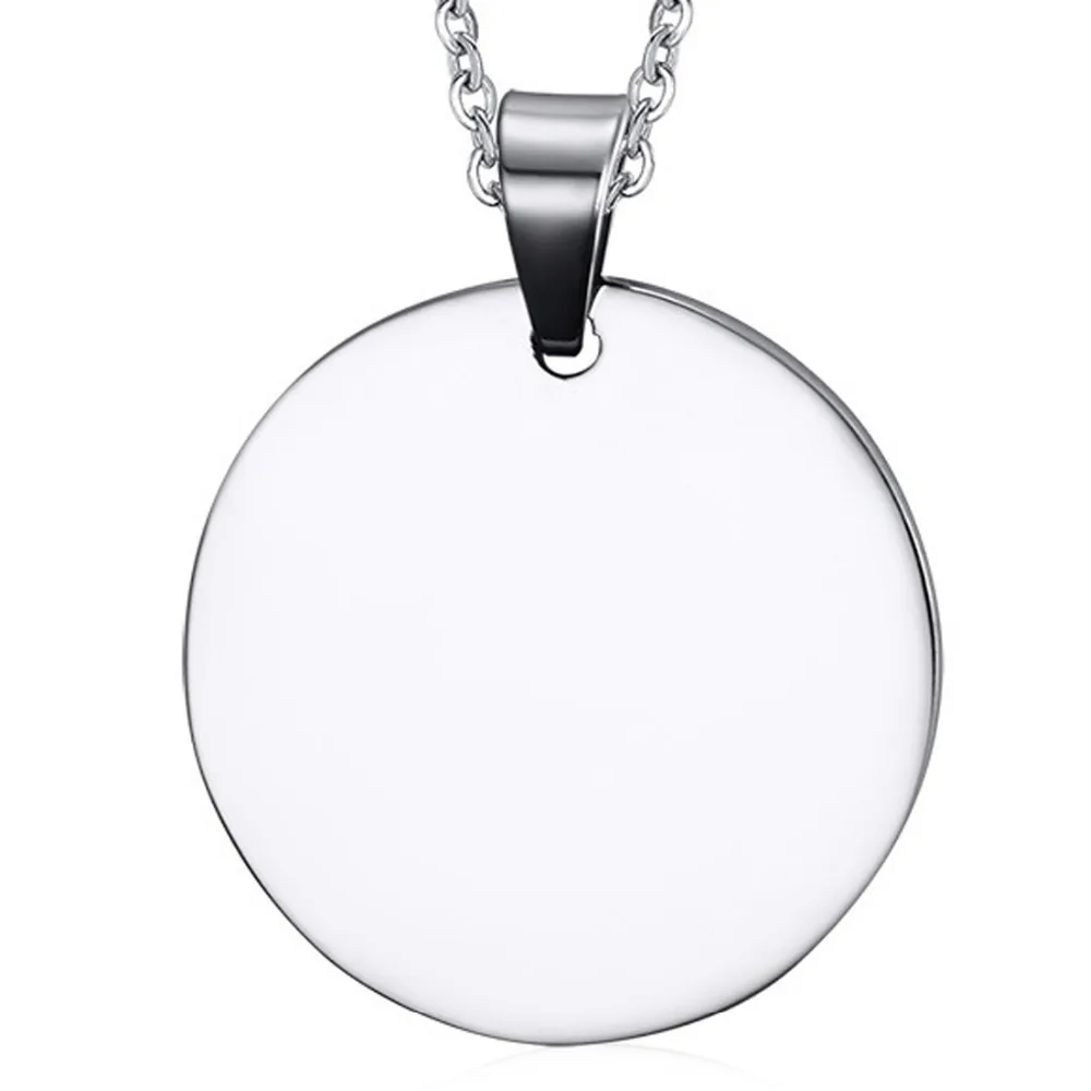 

10pcs Wholesale Lots Silver Shinny Stainless Steel Round Tag Pendant Necklace Men Boy Jewelry