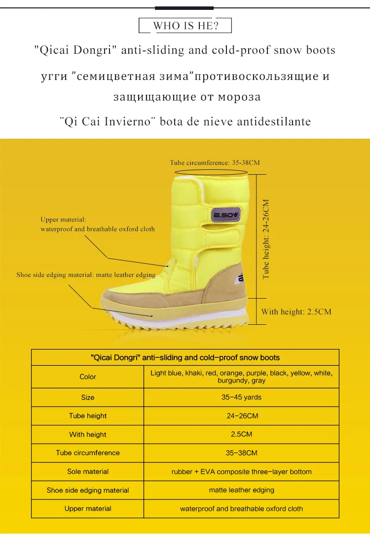 Брендовые модные теплые зимние сапоги; коллекция года; женские зимние сапоги на плоской подошве; botines nieve mujer; цвет белый, красный, черный, желтый; botas mujer