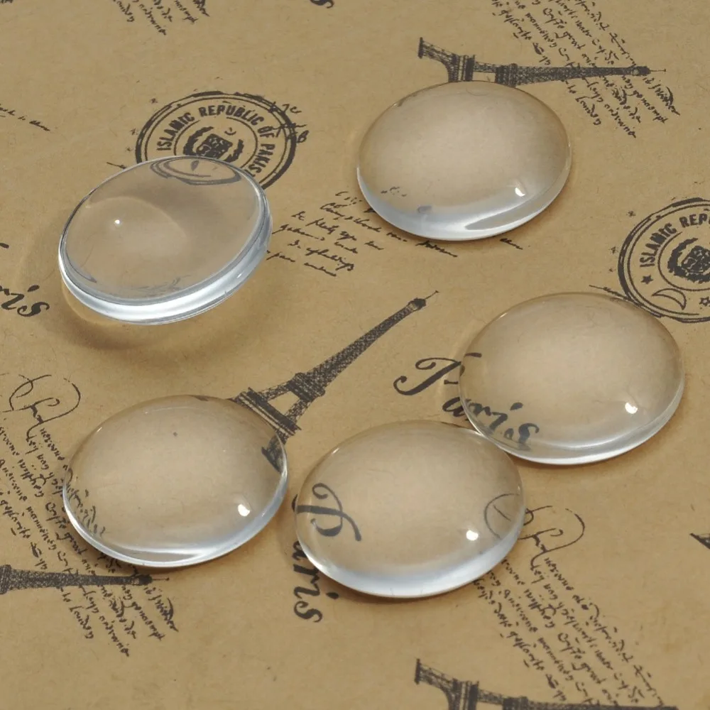 50Pcs 15*15mm Clear Round Domed Magnifying Glass Cabochons For round glass inserts pendant Tray