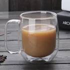 Новинка 2019, кружка для кофе 300 мл, кружка для молока, прозрачная круглая кружка с двойными стенками и изолированным стеклом, кружка для кофе, чая, посуда для напитков, подарки