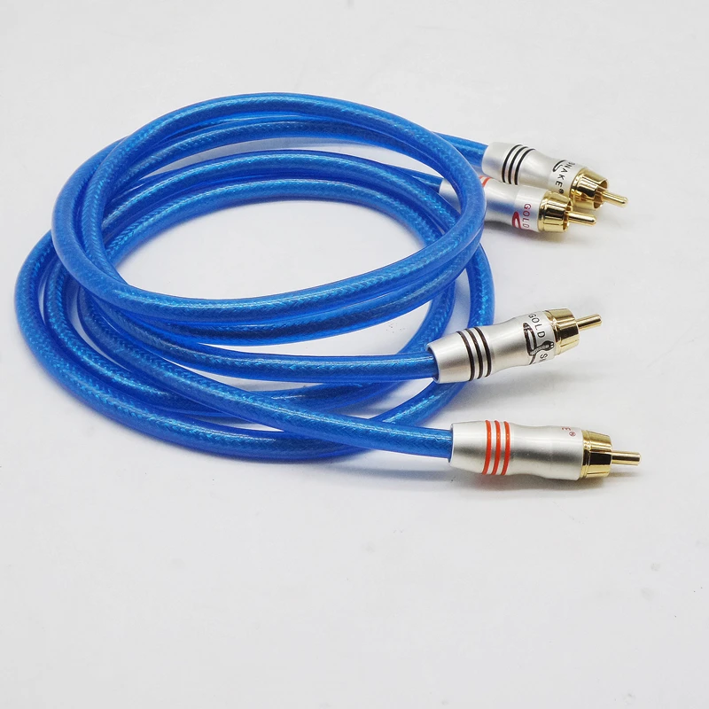 Двойной защитный щит из синей фольги ручной работы 1 м 2 3 аудиокабель RCA на Hi-Fi для