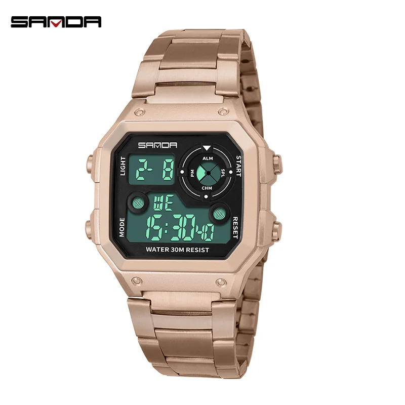 SANDA Бизнес Мужские часы водонепроницаемые повседневные из нержавеющей стали