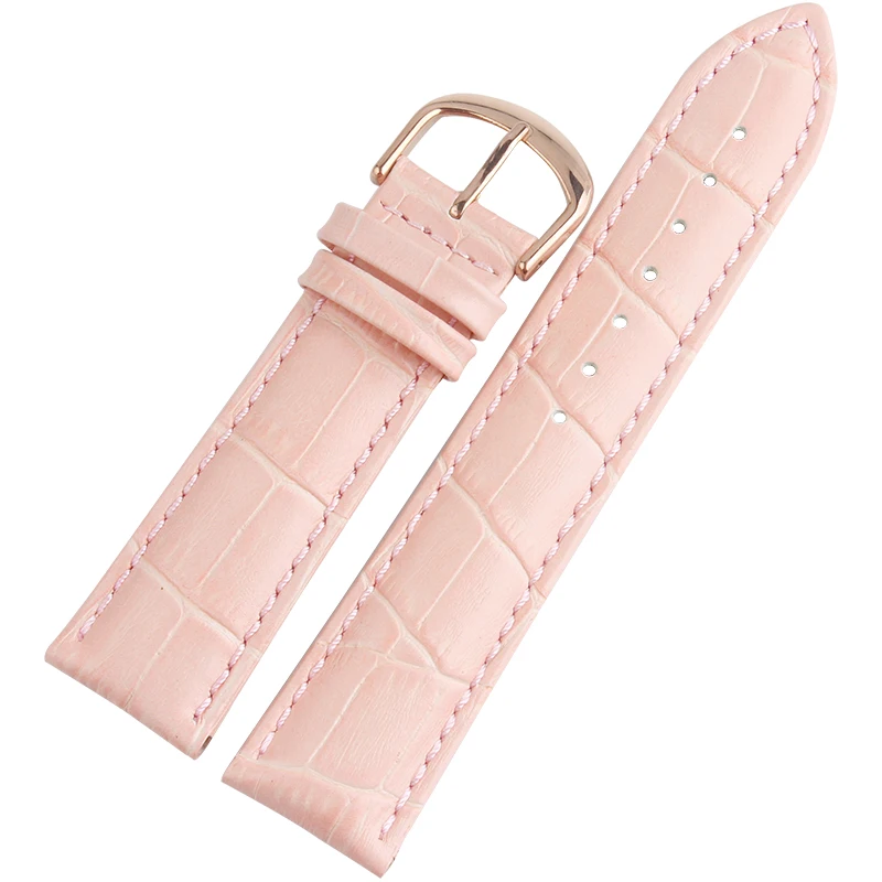 pink(rose gold) Ремешок для часов из натуральной коровьей кожи мужские часы женские модные браслет ремешок браслет 16 мм 18 мм 20 мм 22 мм - Цвет ремешка: pink(rose gold)
