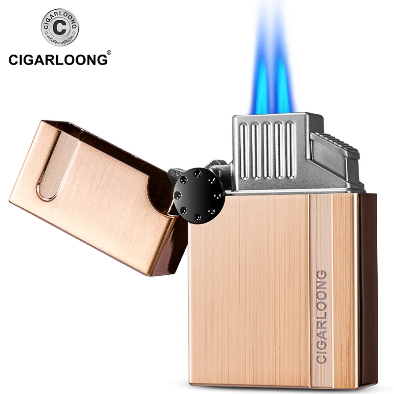 

Cigar Lighter wholesale Windproof Straight Portable Cigar Lighter with Cigar Punch Gift Box Packed CB-0902
