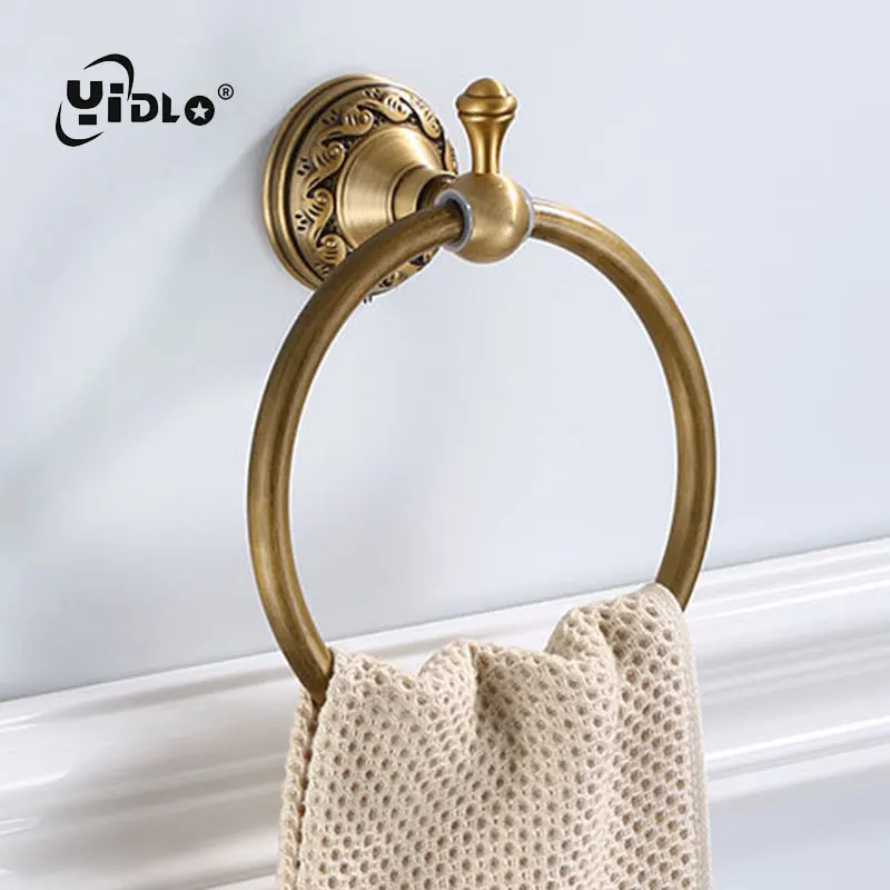 Antique Carving Space Aluminum Bronze Towel Ring Brushed Holder Rack Wall Mounted Bathroom Accessories D10 | Обустройство дома