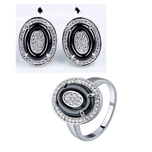 Black Sets Jewelry Ювелирные наборы для женщин, блестящие стразы, CZ кристалл, золото, серебро, цвет с керамическим яйцом, серьги, кольца, обручальные ювелирные изделия, подарок - Окраска металла: Black Sets Jewelry