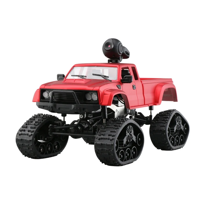 Красный EBOYU FY002B+ WiFi 2,4 ГГц 1/16 4WD зимние шины грузовик внедорожный Радиоуправляемый грузовик с фронтальным освещением WiFi FPV 0.3MP камера военный грузовик RTR - Цвет: Красный