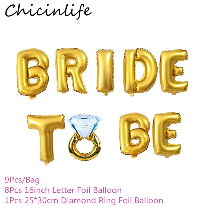 Gold Chicinlife, 1 комплект, девичник с воздушным шаром для невесты, вечерние свадебные аксессуары для помолвки, аксессуары для церемоний, украшения - Цвет: Gold