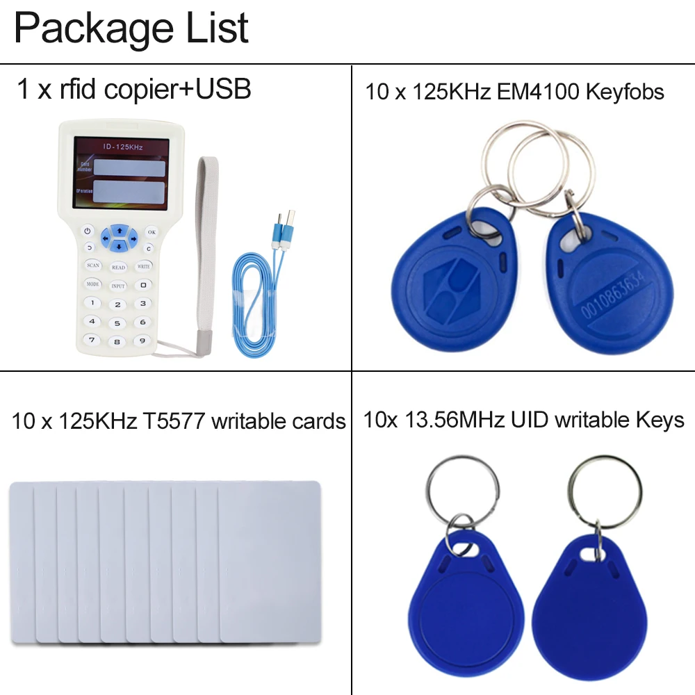 Ручной английский 10 частоты RFID Копир Дубликатор NFC считыватель писатель