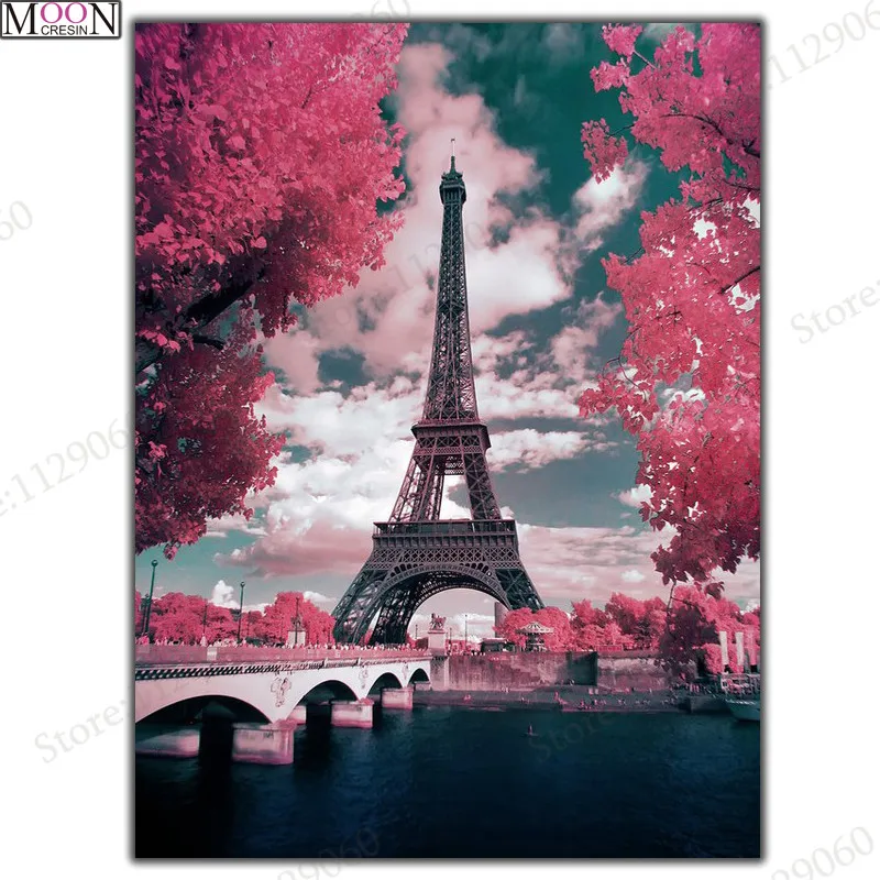 

5D DIY Diamond Embroidery Landscape Eiffels Tower Diamond Painting Cross Stitch Square Rhinestone Mosaic Decoration Handmade Kit