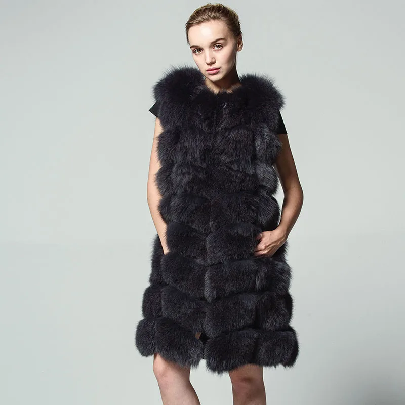 Женский жилет из натурального Лисьего меха средней длины|real fox|real fox furnatural furs |