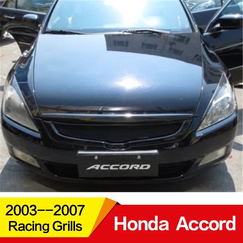 Использование для Honda Accord Racing Grills 2003 04 05 06 07 год углеродное волокно Refitt Передняя Центральная гоночная решетка крышка аксессуары