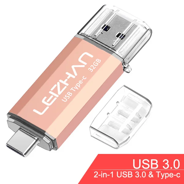 Type c-USB 3.0-Pink LEIZHAN USB C флеш-накопитель 256 ГБ TYPE-C Флешка USB 3,0 для samsung S10 S9 S8 флеш-накопитель 16 ГБ 32 ГБ 64 ГБ 128 ГБ флешка - Цвет: Type c-USB 3.0-Pink