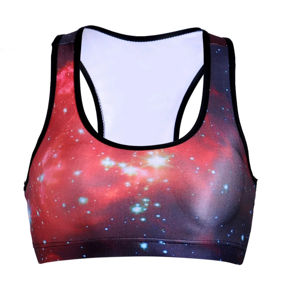 Женский спортивный бюстгальтер Galaxy Space для бега размеры S M L синий топ с принтом и