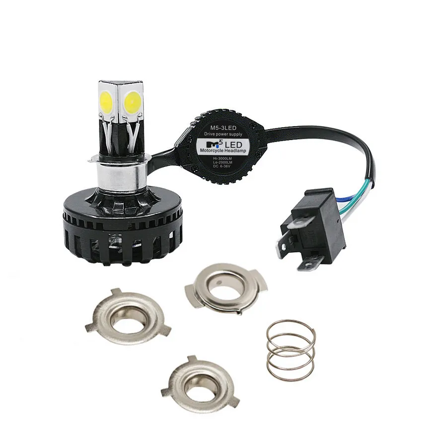 3 plug HYZHAUTO BA20D H6 H4 светодио дный мотоциклетные фара мотоцикл фары высокий низкий пучок 24 Вт 3000LM 360 градусов IP67 1 компл - Цвет: 3 plug