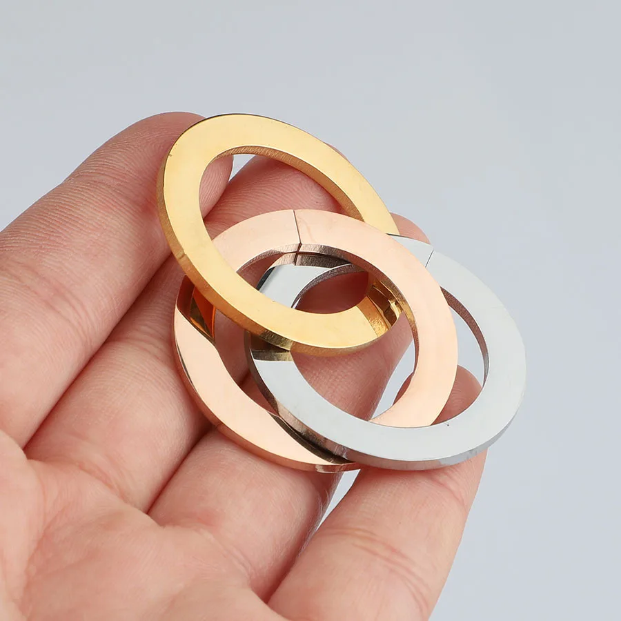 Кольцо из нержавеющей стали 100% Очаровательная подвеска с тремя кольцами